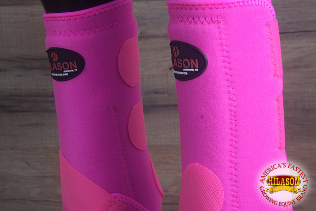 Large Hilason Horse Medicine Sports Boots Rear Hind Leg Pink