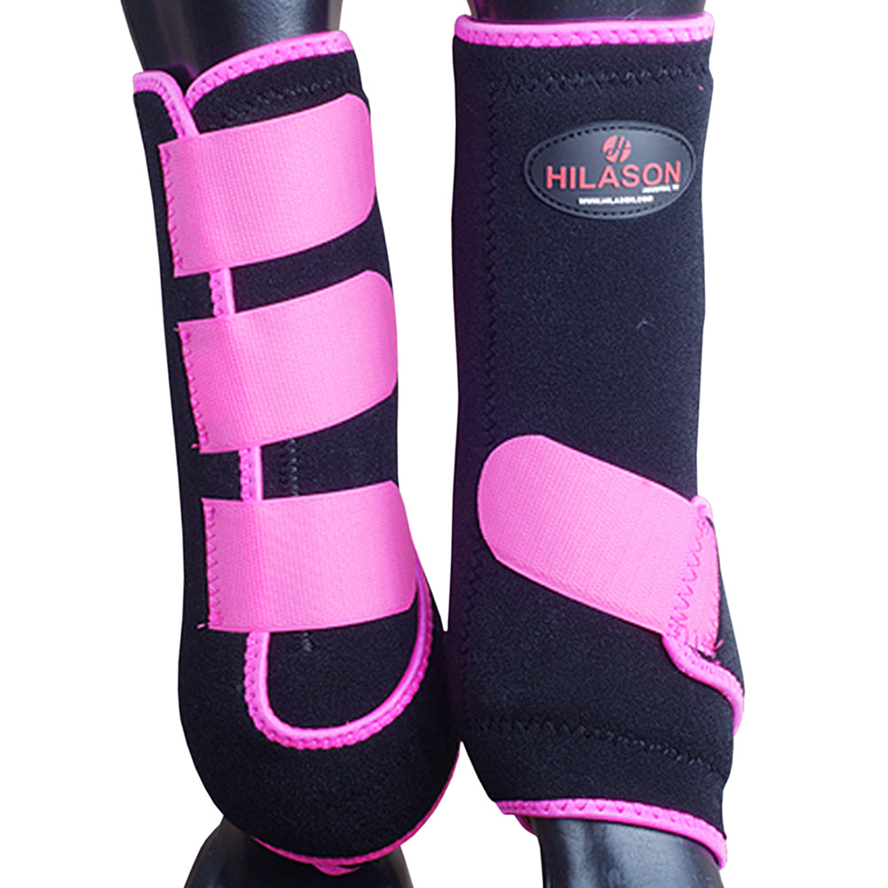 Medium Hilason Horse Medicine Sports Boots Rear Hind Leg Black