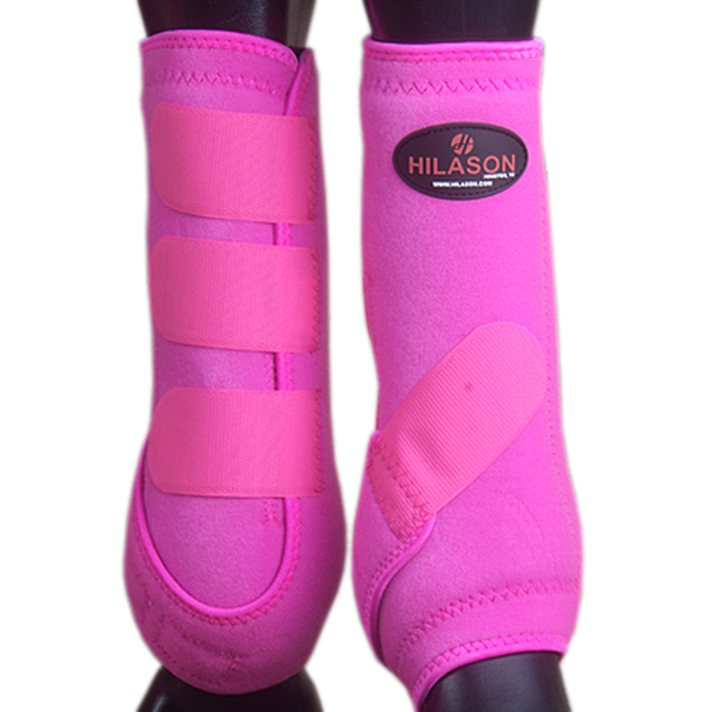 Large Hilason Horse Medicine Sports Boots Rear Hind Leg Pink