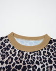 Leopard Colorblock Patchwork 3/4 Sleeve Top