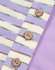 Purple Stripe Patchwork Buttoned Drop Shoulder Plus Size Pullover