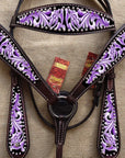 Hilason Western Horse Headstall Breast Collar Set American Leather Black