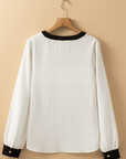 Ramila Textured Colorblock Elegant Blouse
