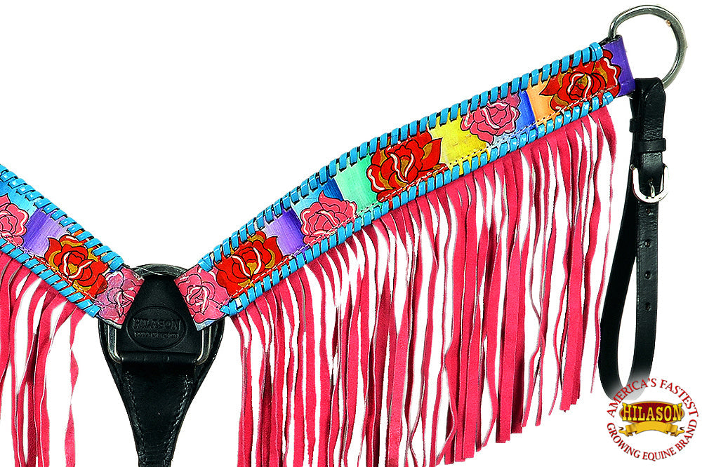 Hilason Western Horse Headstall Bridle American Leather Hand Painted Rose
