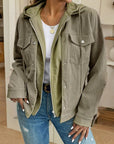 Textured Knit Pocketed Drawstring Hooded Jacket