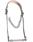 Hilason Western Leather Band Horse Mouth Steel Hackamore Bit W/ Curb Chain