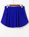 Solid Drawstring Elastic Waist Lined Tennis Skort