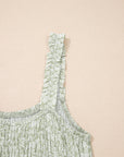 Floral Smocked Square Neck Sleeveless Jumpsuit