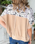 Camo Patchwork Corded Knit Short Sleeve T-Shirt