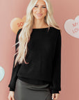 Ribbon Knot Backless Drop Shoulder Ribbed Sweater