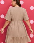 Plus Size Textured Ruffle Short Sleeve Dress