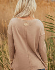 Blake Waffle Textured Tunic Henley Top with Slits