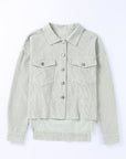 Solid Corduroy Raw Hem Cropped Jacket