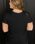 Plus Size Solid Rolled Short Sleeve T-Shirt