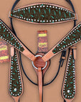 HILASON Western Horse Headstall Breast Collar Set Tack Genuine American Leather | Headstalls Bridle for Horses