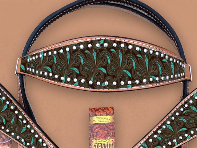 HILASON Western Horse Headstall Breast Collar Set Tack Genuine American Leather | Headstalls Bridle for Horses