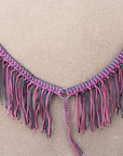 Hilason Horse Braided Cord Breastcollar Fringes Black Pink