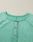 Mineral Wash Half-Button Raglan Sleeve T-Shirt
