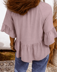 Ainsley Slit Ruffled Loose Blouse