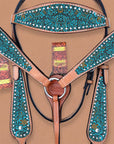 HILASON Western Horse Headstall Breast Collar Set Tack Genuine American Leather | Headstalls Bridle for Horses