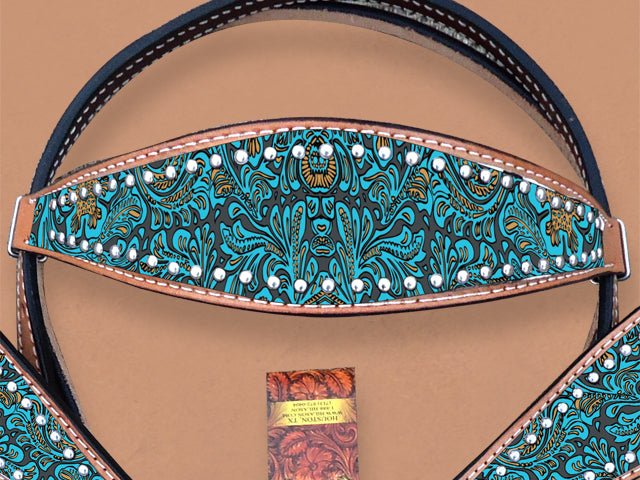 HILASON Western Horse Headstall Breast Collar Set Tack Genuine American Leather | Headstalls Bridle for Horses