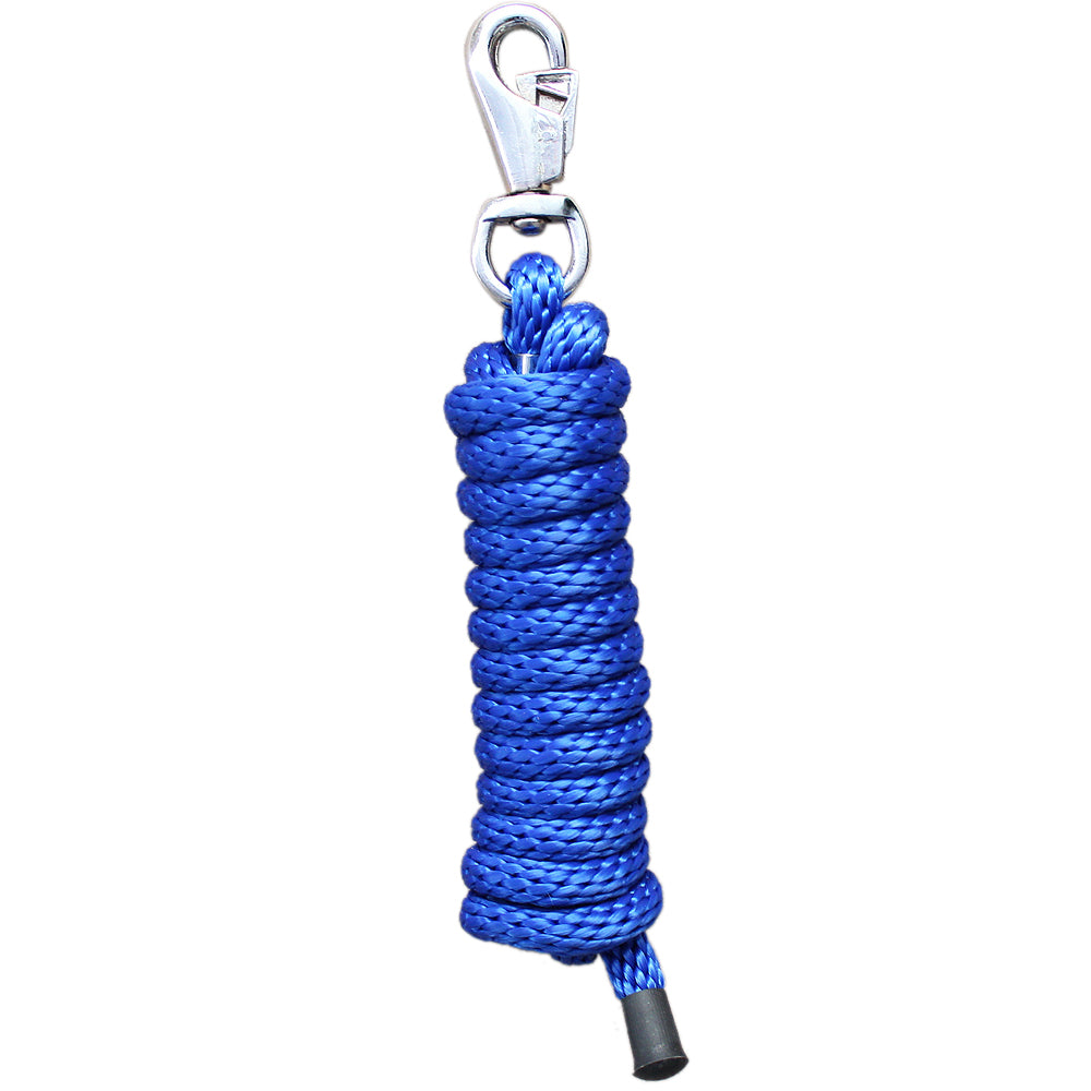Horse Roping Lead Rope Riding Poly Blue Black White 1/4"X8 Ft Snaps