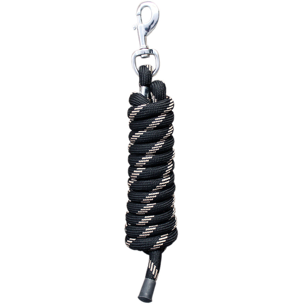 Horse Roping Lead Rope Riding Poly Blue Black White 1/4"X8 Ft Snaps