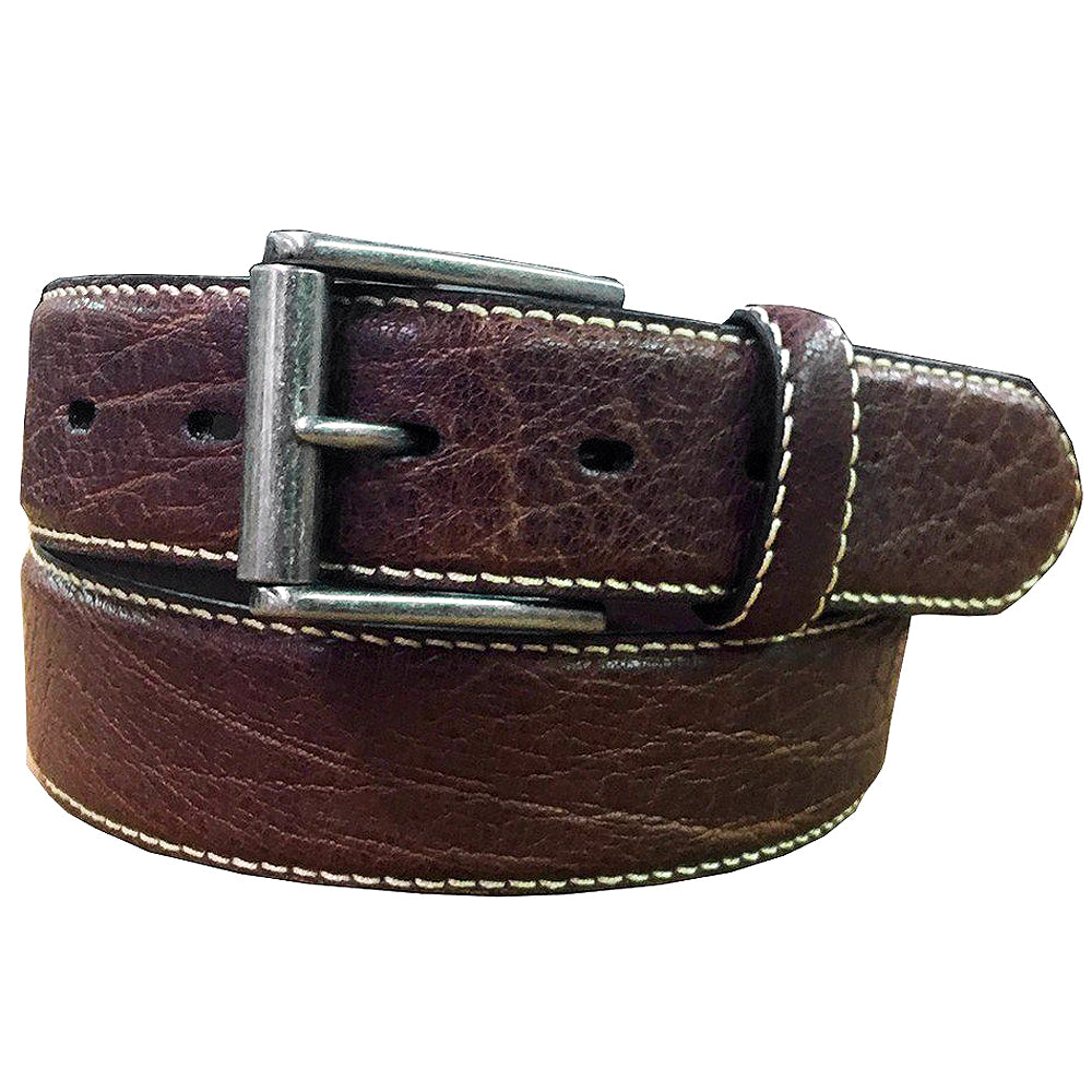 John Deere Men's Genuine Western Leather Belt Brown Antique Nickel Buckle