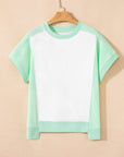 Colorblock Exposed Seam Crew Neck T-Shirt