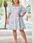 Plus Size Floral Ric-Rac Trim Mini Dress