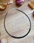14” Black Onyx Heishi Necklace – Sterling Silver Pearls & Saucers