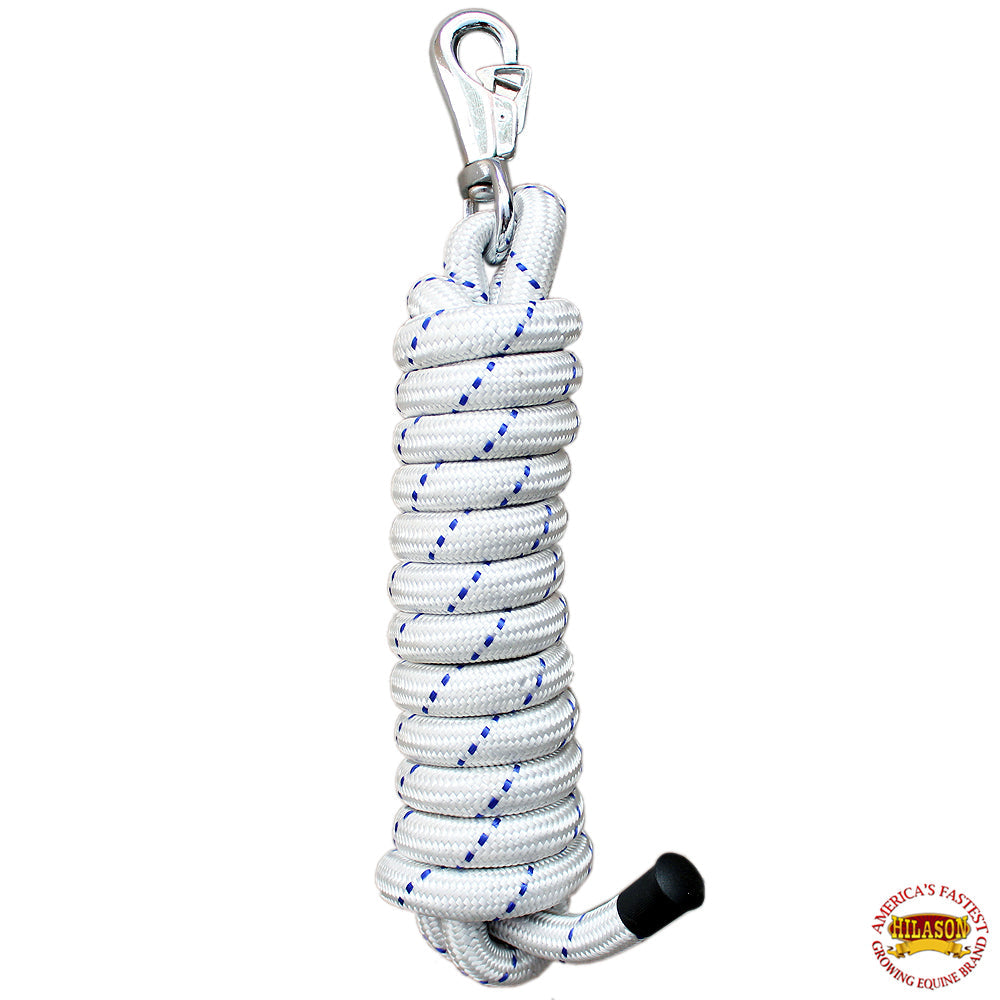 Horse Roping Lead Rope Riding Poly Blue Black White 1/4"X8 Ft Snaps