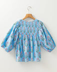 Kinley Floral Shirred Yoke Split Neck Blouse