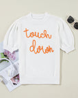 Touchdown Tinsel Puff Sleeve Crewneck Sweater