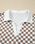 Checker Long Sleeve Top and Drawstring Mini Skirt Set