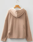 Ribbed Knit Leopard & Lace Drawstring Hoodie