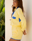 Shelby Patchwork Half Button Pullover and Shorts Outfit