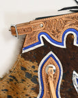 Hilason Bull Riding Light Natural Hair On Leather Rodeo Chaps