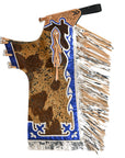 Hilason Bull Riding Light Natural Hair On Leather Rodeo Chaps