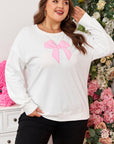 Plus Size Bow Tie Drop Shoulder Sweatshirt