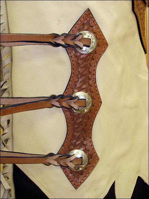 Hilason Bull Riding Chinks Chaps Pro Rodeo Western Smooth Leather Black &amp; White