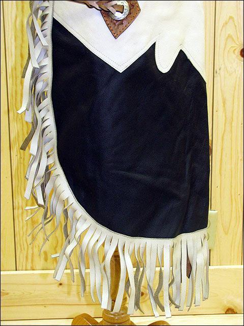 Hilason Bull Riding Chinks Chaps Pro Rodeo Western Smooth Leather Black &amp; White