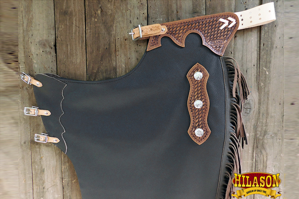 HILASON Bull Riding Chinks Adult Pro Rodeo Bronc Leather | Handmade Chaps Western for Adults Hand Tooled