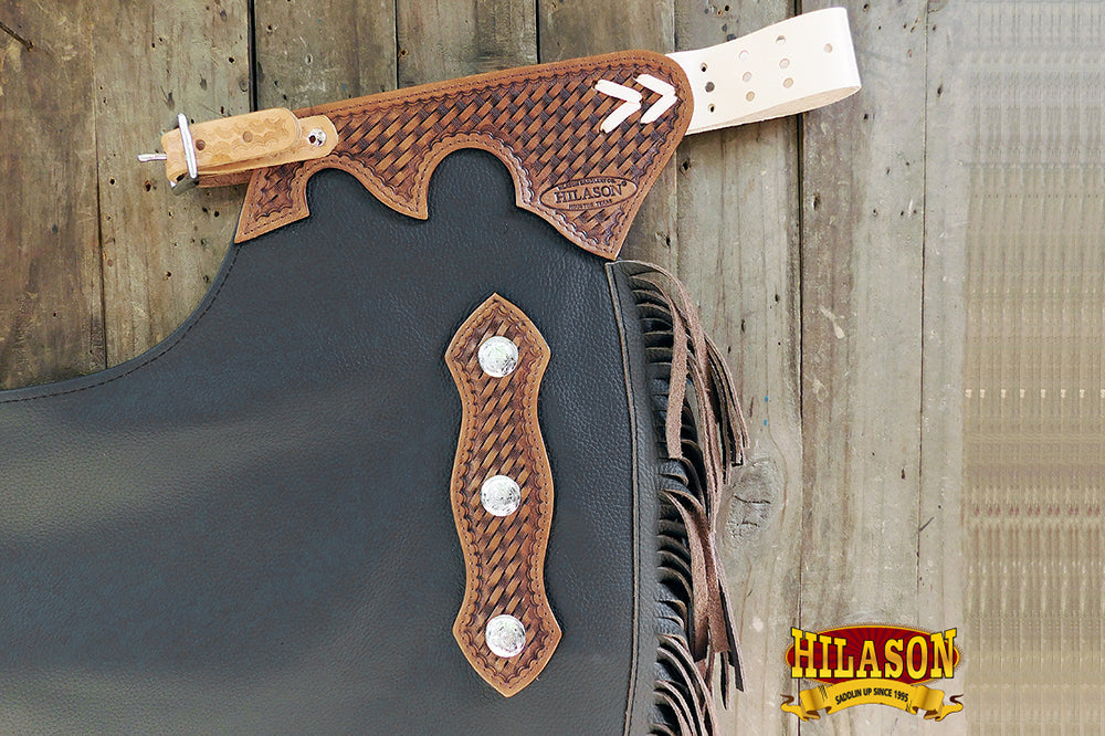 HILASON Bull Riding Chinks Adult Pro Rodeo Bronc Leather | Handmade Chaps Western for Adults Hand Tooled