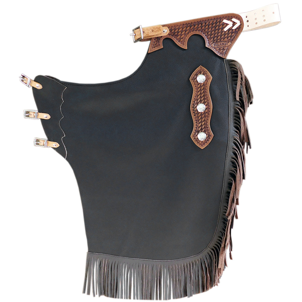 HILASON Bull Riding Chinks Adult Pro Rodeo Bronc Leather | Handmade Chaps Western for Adults Hand Tooled