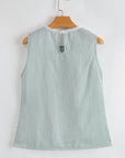 Meredith Stripe Lace Patchwork Crew Neck Tank Top