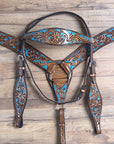 HILASON Western Horse Headstall Breast Collar Set Tack Genuine American Leather