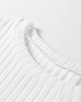 Solid Ribbed Knit Textured Round Neck Top