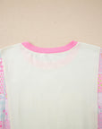 Floral Colorblock Patchwork Short Sleeve Top