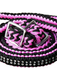 1" X 8Ft Hilason Braided Poly Horse Barrel Reins Flat Grip Knots Crystal